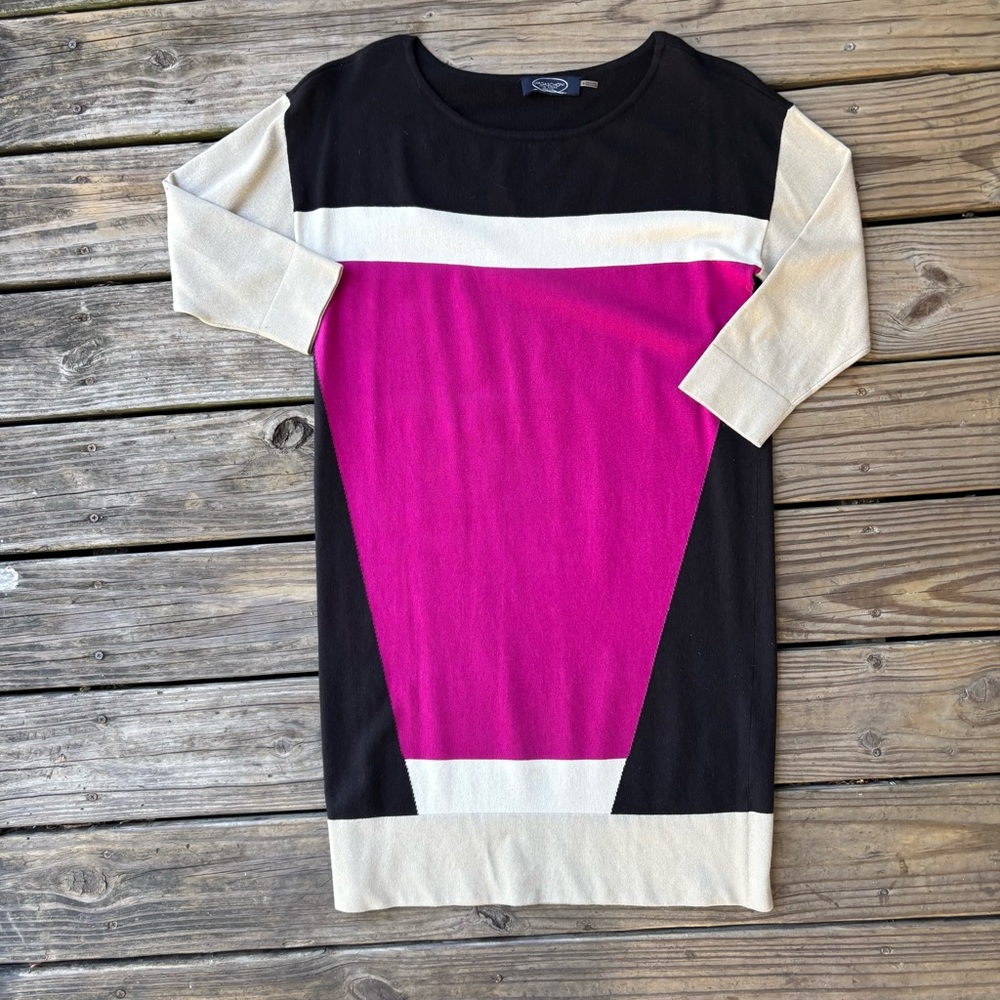 Magaschoni New York Silk - Cashmere Blend Colorblock Sweater Dress